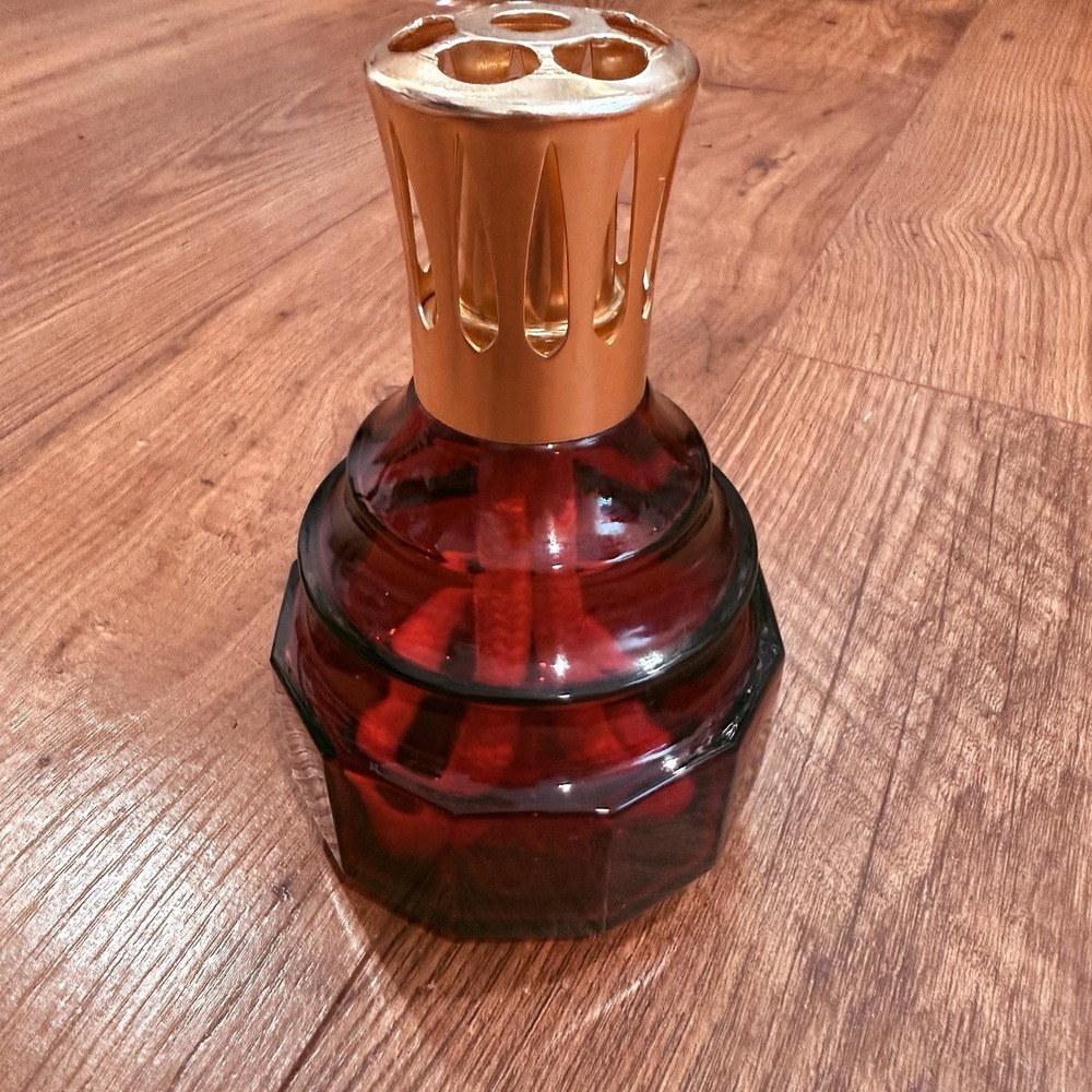 Lampe Berger Oil Fragrance Diffuser Ruby Red Glass Gold Top Paris France Retired